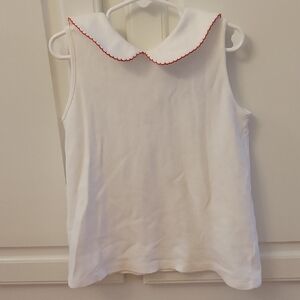 The Proper Peony Girls Blouse with Red Trim